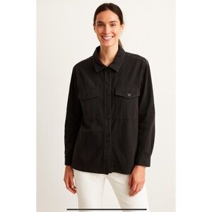 NATION LTD DELANEY BUTTON FRONT SHIRT NWT LYOCELL POCKETS STREETWEAR BLK S
